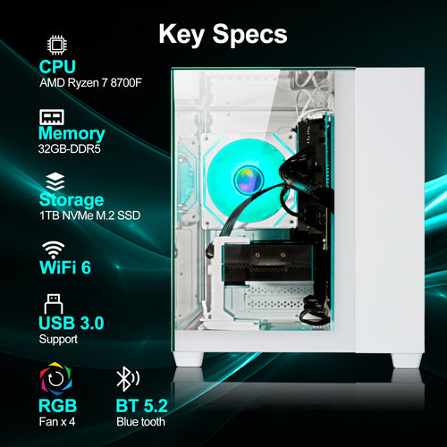 WIWB Gaming Computer  AMD Ryzen 7 8700F