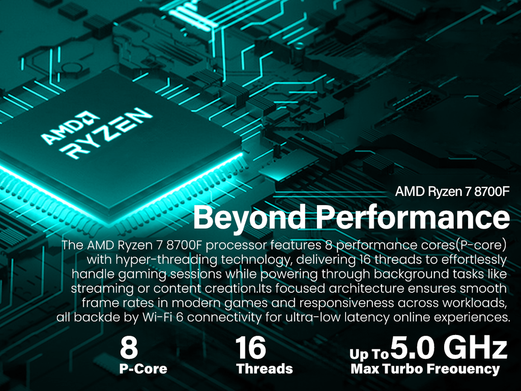 WIWB Gaming Computer  AMD Ryzen 7 8700F