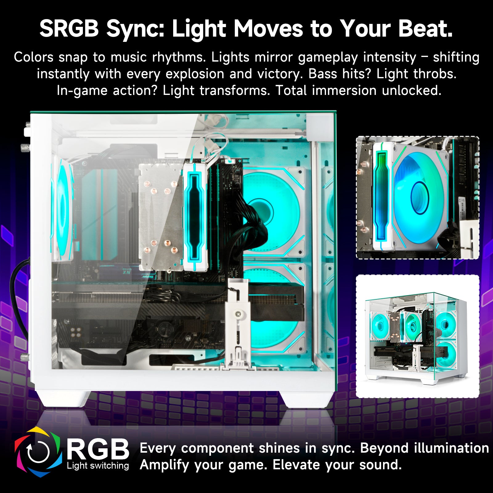 WIWB Desktop PC Computer Gaming AMD Ryzen 7 8700F, RTX 5060 8GB 1TB , 32GB DDR5, White Mid Tower