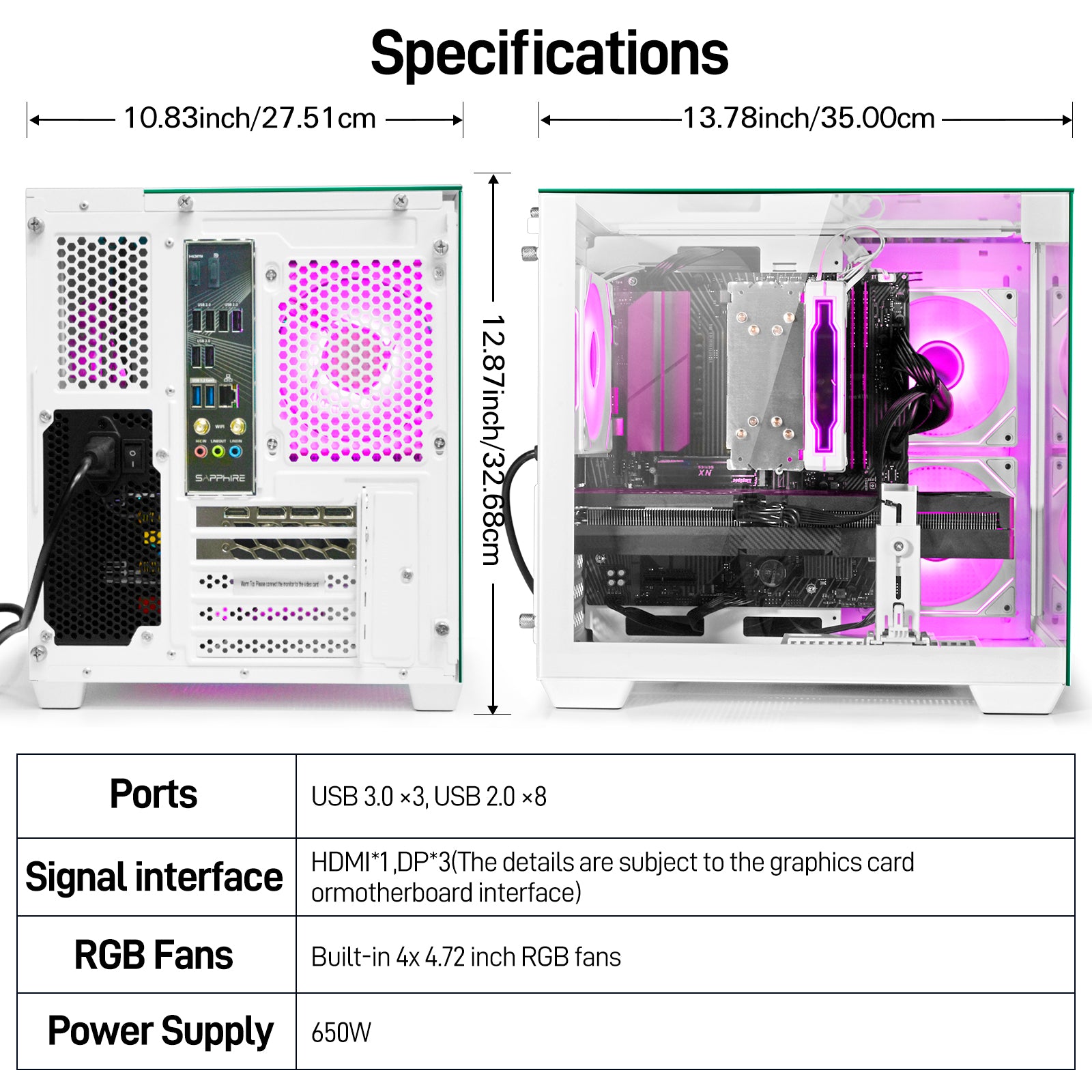 WIWB Gaming PC Desktop Ryzen 7 5700X, RTX 5060 8GB GDDR6, 32GB DDR4 RAM, 1TB NVMe SSD, WiFi 6