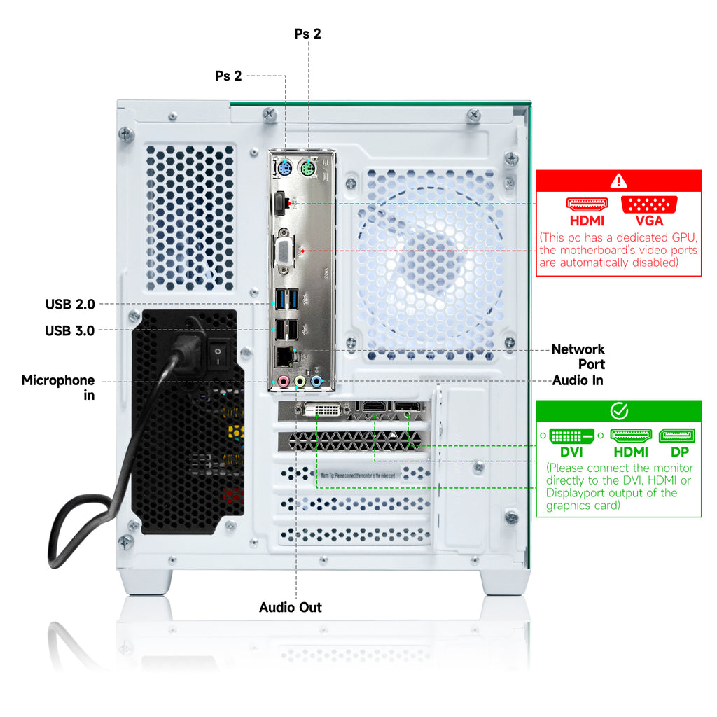 WIWB Gaming PC Desktop - AMD Ryzen 7 5700X, GeForce RTX 3050 6GB, 32GB DDR4, 1TB NVMe SSD, WiFi 6
