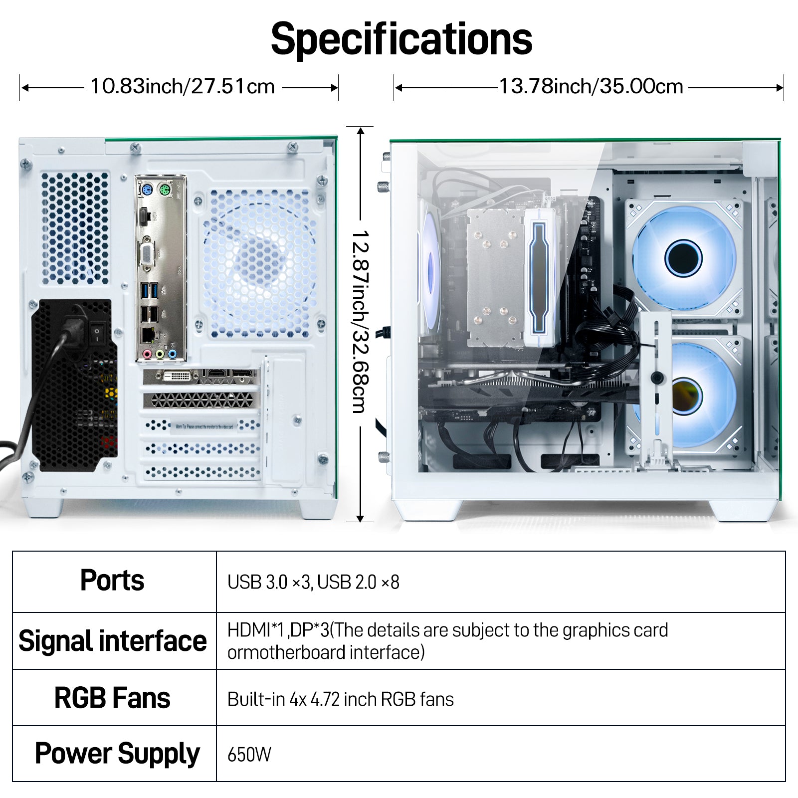 WIWB Gaming PC Desktop - AMD Ryzen 7 5700X, GeForce RTX 3050 6GB, 32GB DDR4, 1TB NVMe SSD, WiFi 6