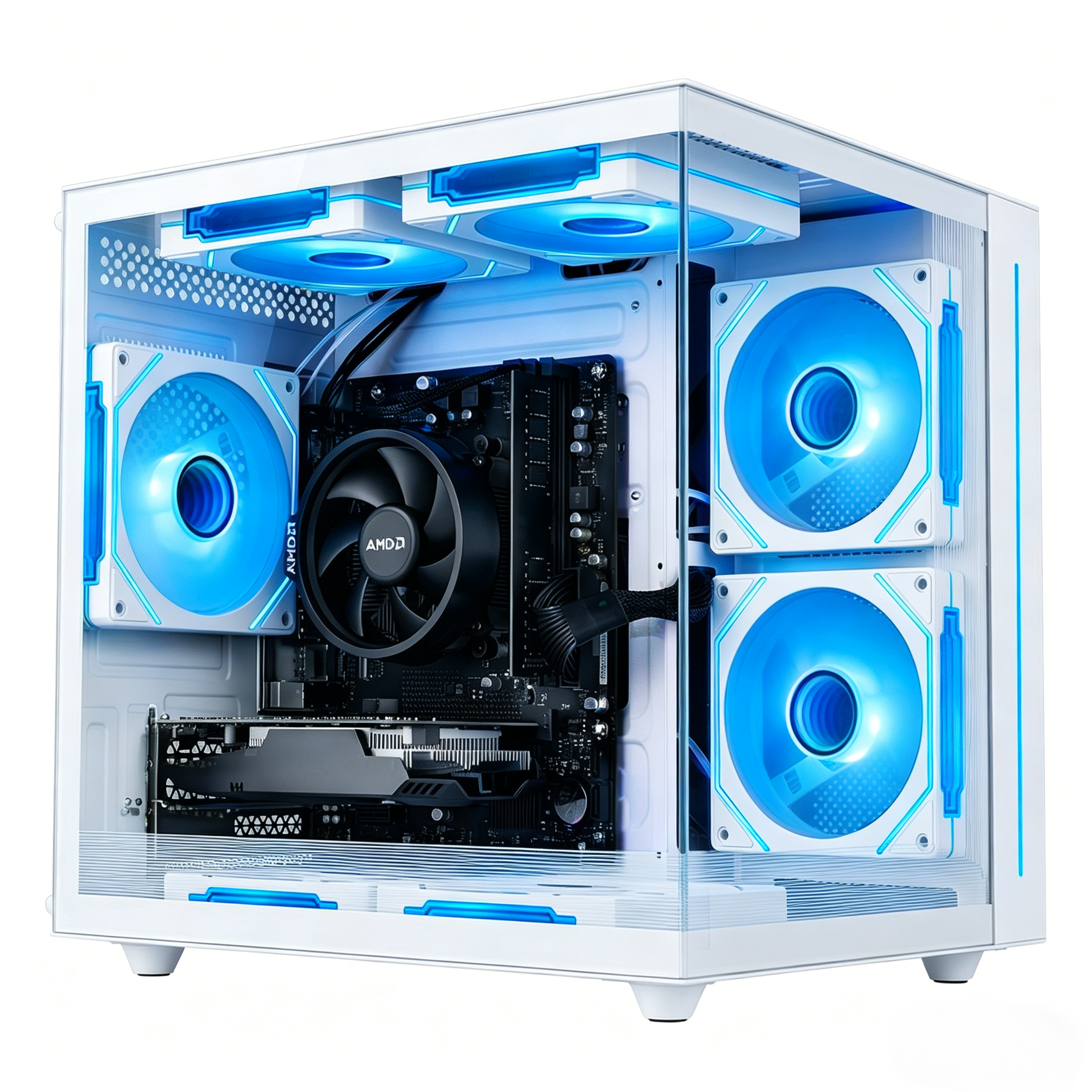 WIWB Prebuilt Gaming PC Desktop | Ryzen 5 6Cores 3.6G Up to 4.1G | RX 560 4G Graphics Card | 16G DDR4 RAM | 512G SSD | Wi-Fi 6 | Tower Computer White