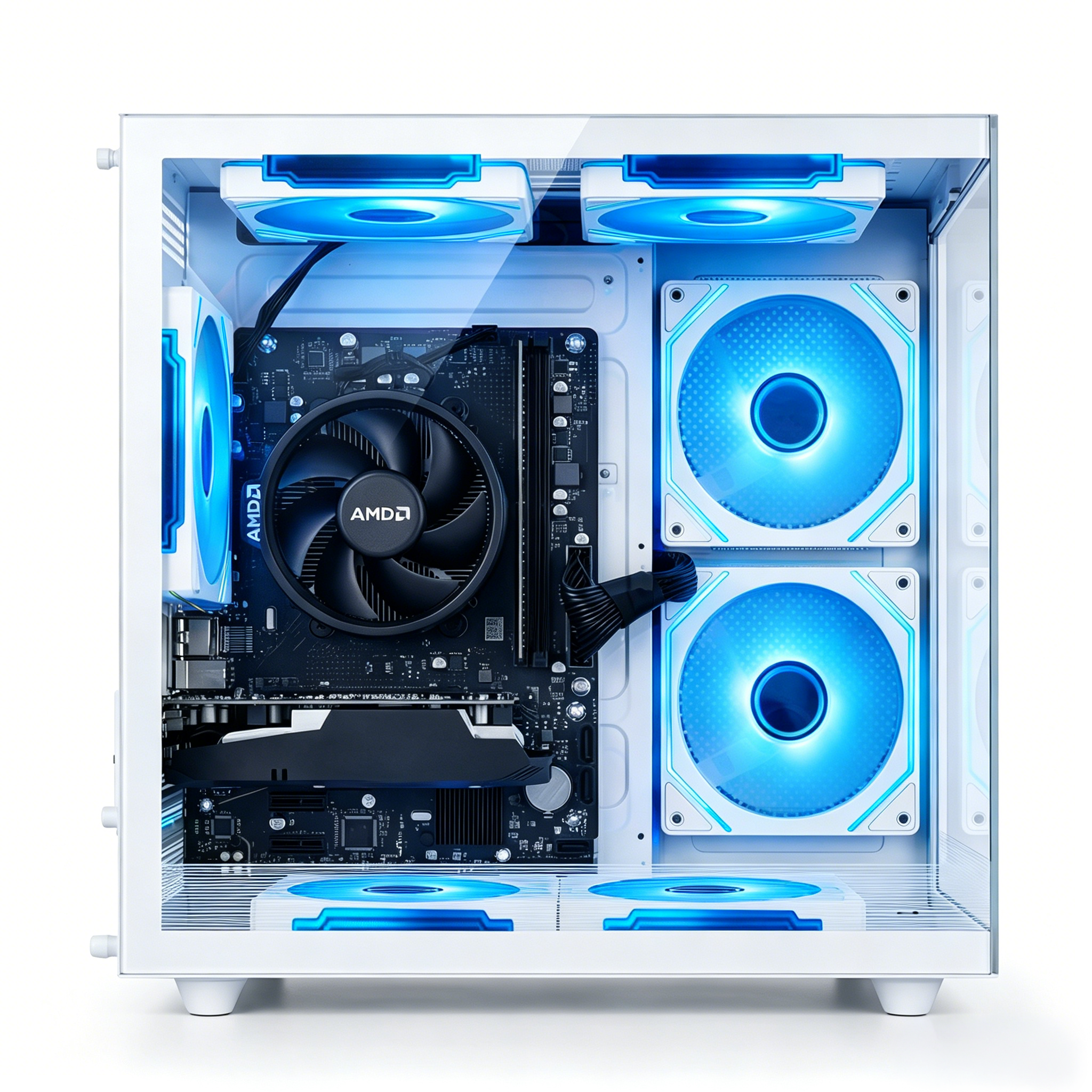 WIWB Prebuilt Gaming PC Desktop | Ryzen 5 6Cores 3.6G Up to 4.1G | RX 560 4G Graphics Card | 16G DDR4 RAM | 512G SSD | Wi-Fi 6 | Tower Computer White