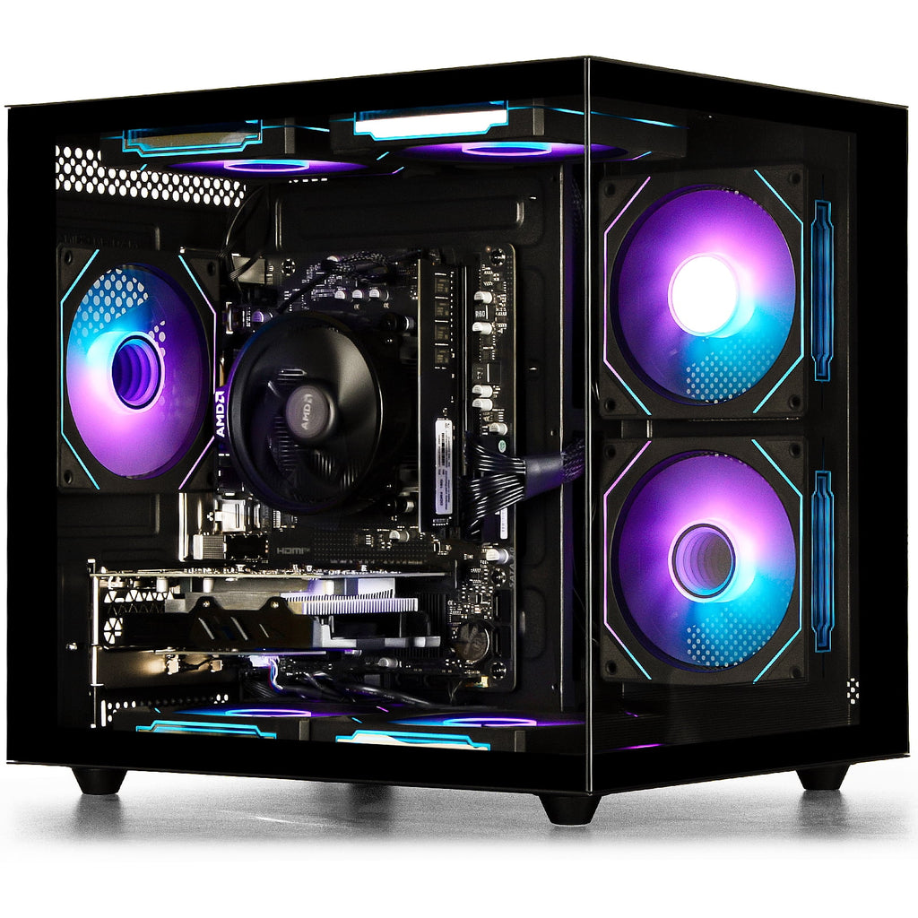 WIWB Gaming Desktop PC, AMD Ryzen 5 3500X, 16GB RAM, 512GB SSD, RX560 4G, WiFi6,Black