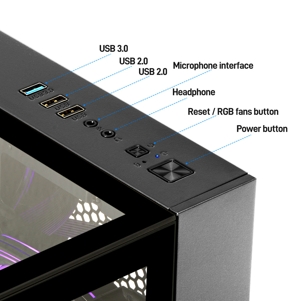 WIWB Gaming PC Desktop, Ryzen 7 5700X, 32GB DDR4, RTX 5060 8GB, 1TB NVMe SSD, WiFi 6