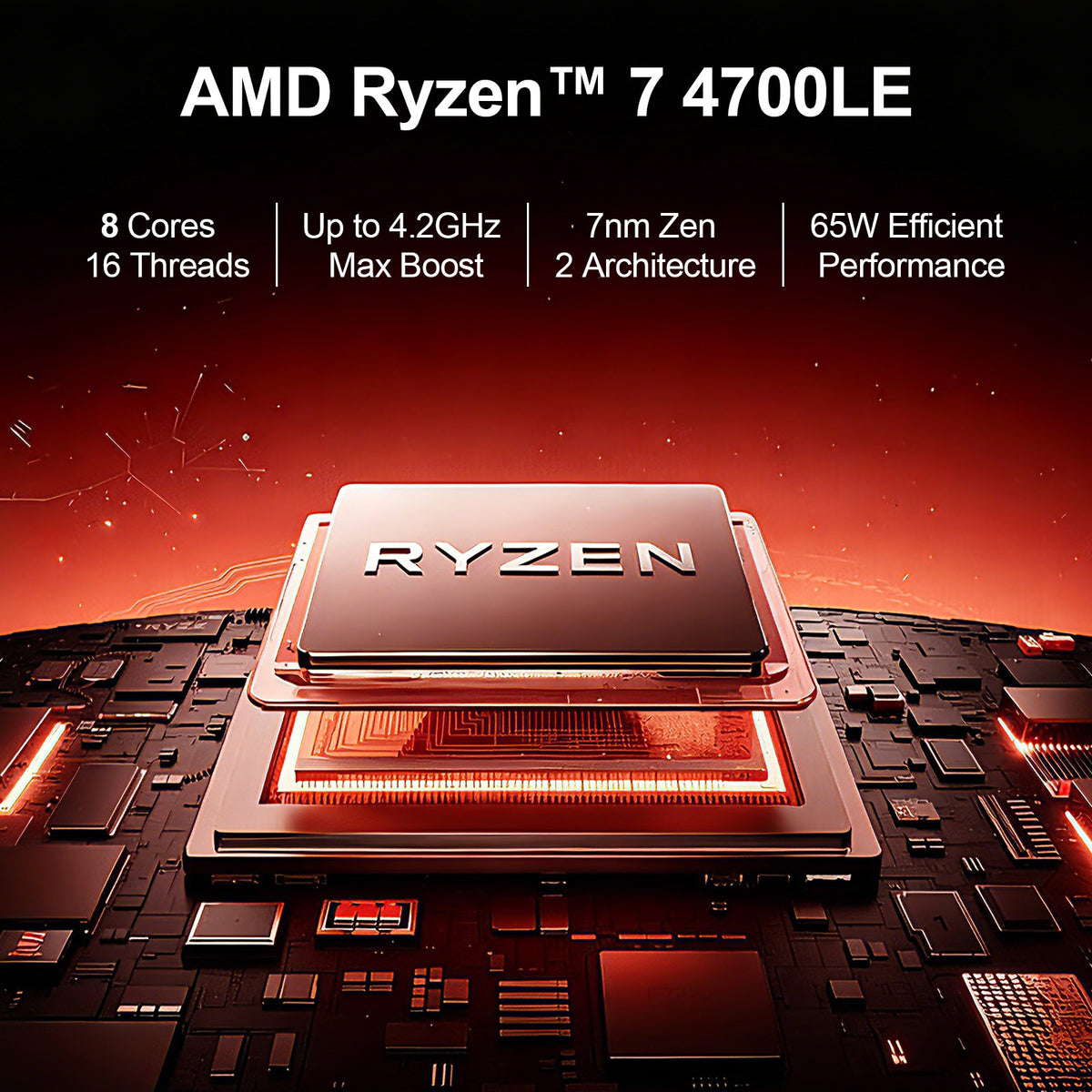 WIWB Gaming Desktop PC, Ryzen 7 4700LE, GeForce RTX 3050 8GB, 16GB DDR4 RAM, 512GB SSD, A520