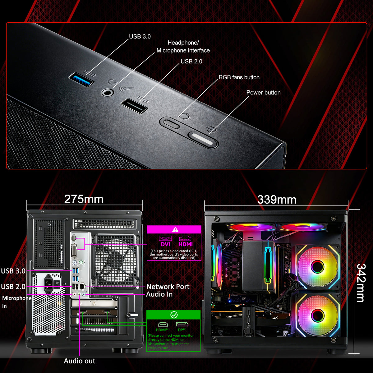 WIWB Gaming PC Desktop Computer, Ryzen 7 4700LE Processor, 16GB DDR4 RAM, 512GB SSD, RX 6500 XT 4GB Graphics, A520 Motherboard, Performance Gaming Computer
