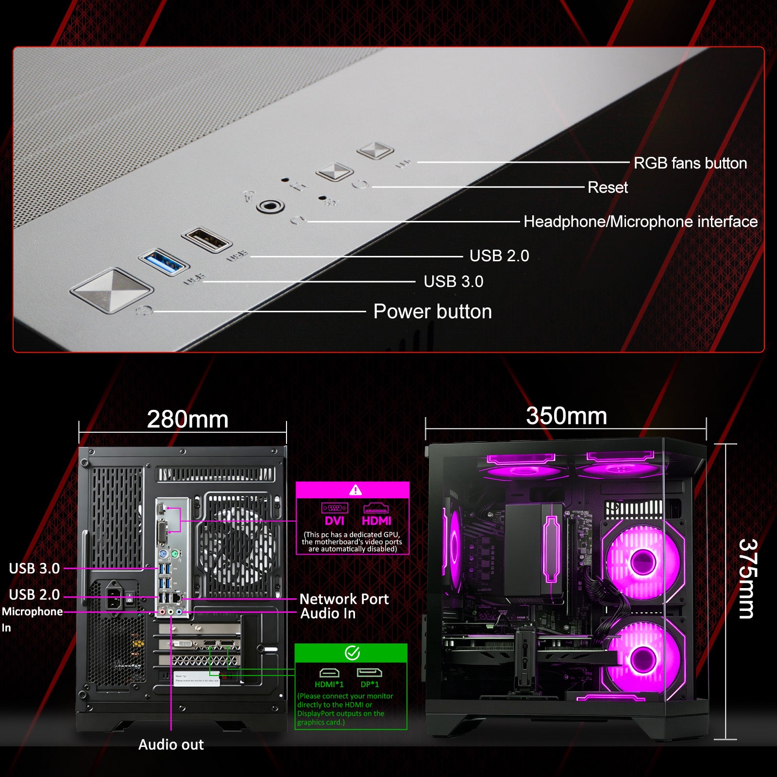 WIWB Gaming Desktop PC, Ryzen 7 4700LE, GeForce RTX 3050 8GB, 16GB DDR4 RAM, 512GB SSD, A520