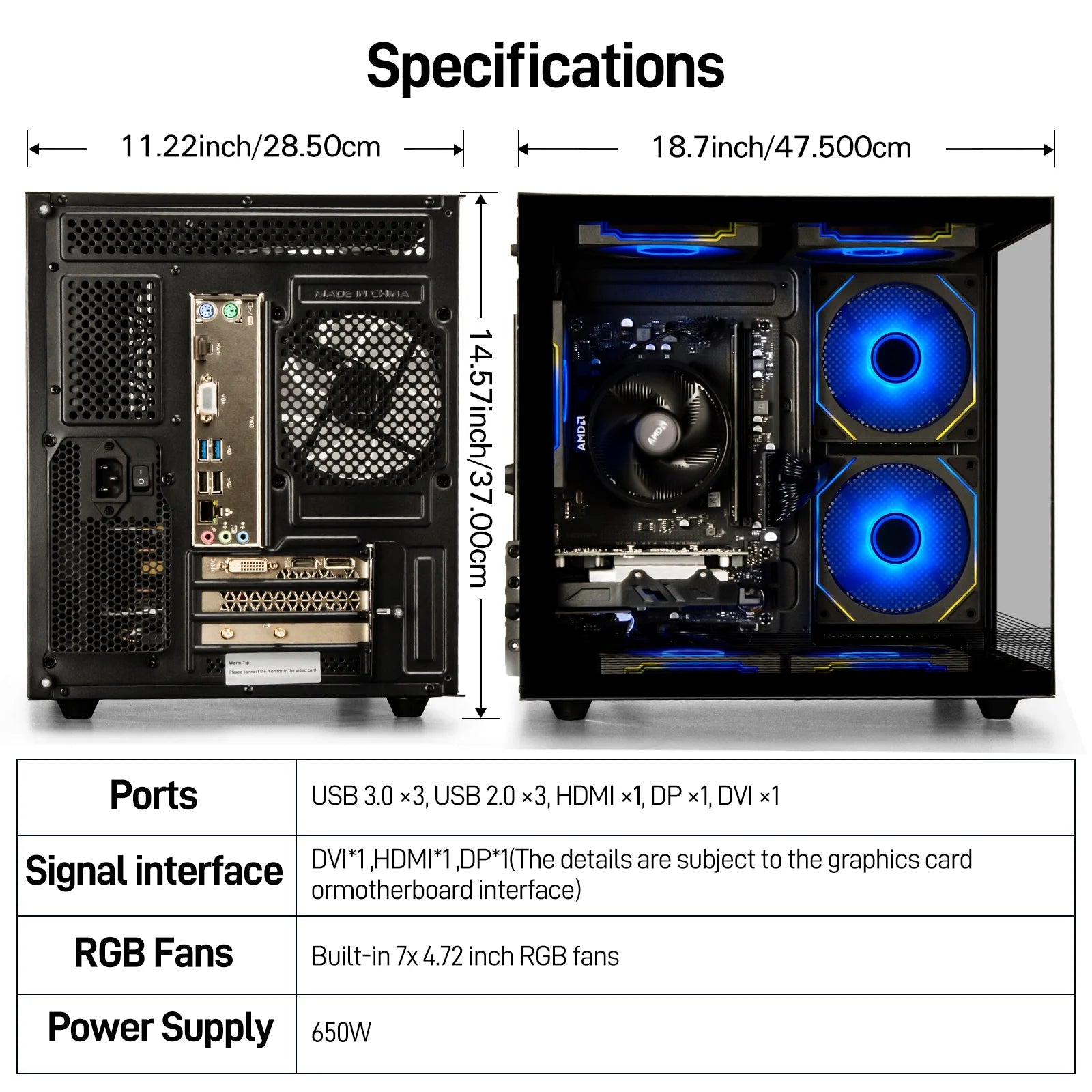 WIWB Gaming Desktop PC, AMD Ryzen 5 3500X, 16GB RAM, 512GB SSD, RX560 4G, WiFi6,Black