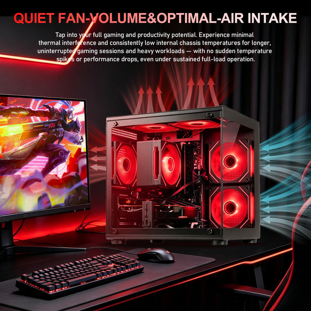 WIWB Gaming PC Desktop Computer, Ryzen 7 4700LE Processor, 16GB DDR4 RAM, 512GB SSD, RX 6500 XT 4GB Graphics, A520 Motherboard, Performance Gaming Computer