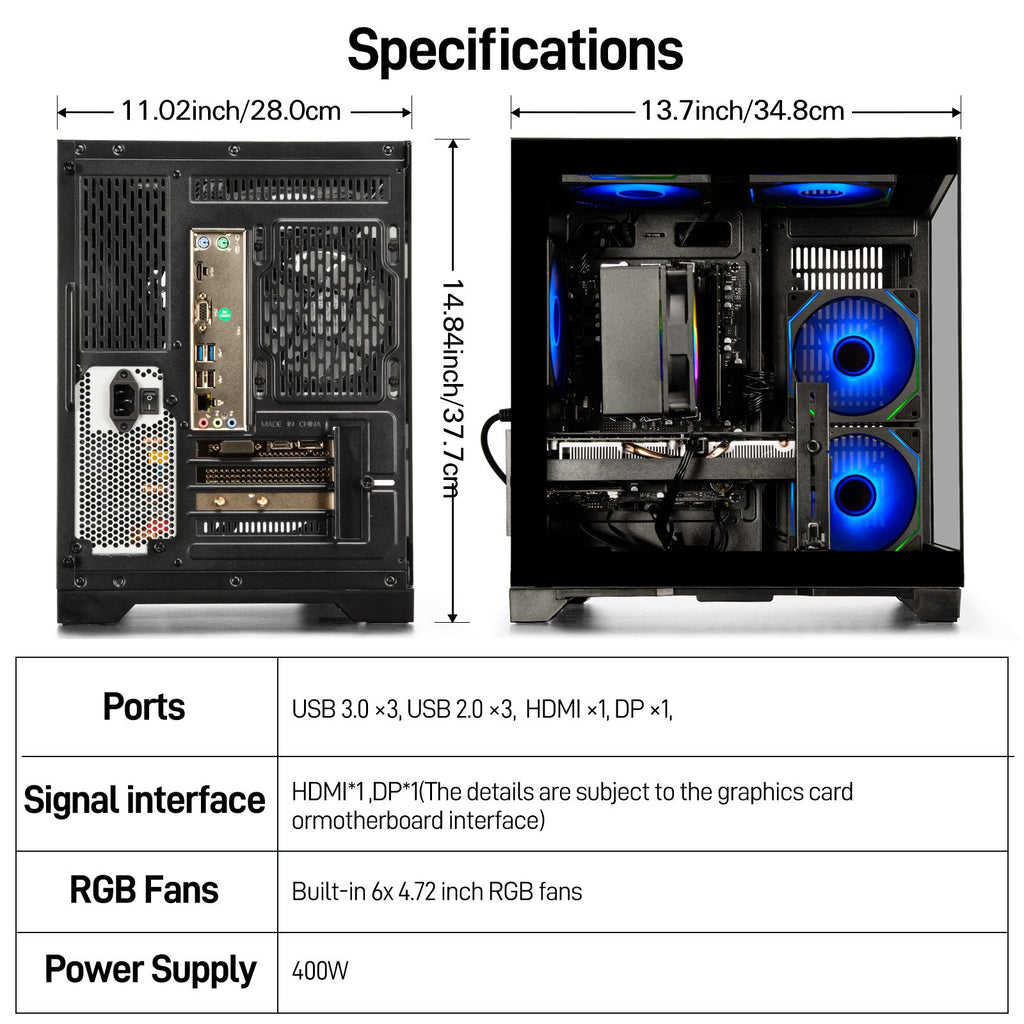 WIWB Desktop PC Computer Gaming PC: AMD Ryzen 5 5500 | RTX 3050 | 16GB DDR4 | 1TB SSD | WiFi 6 | 1080p Esports Machine