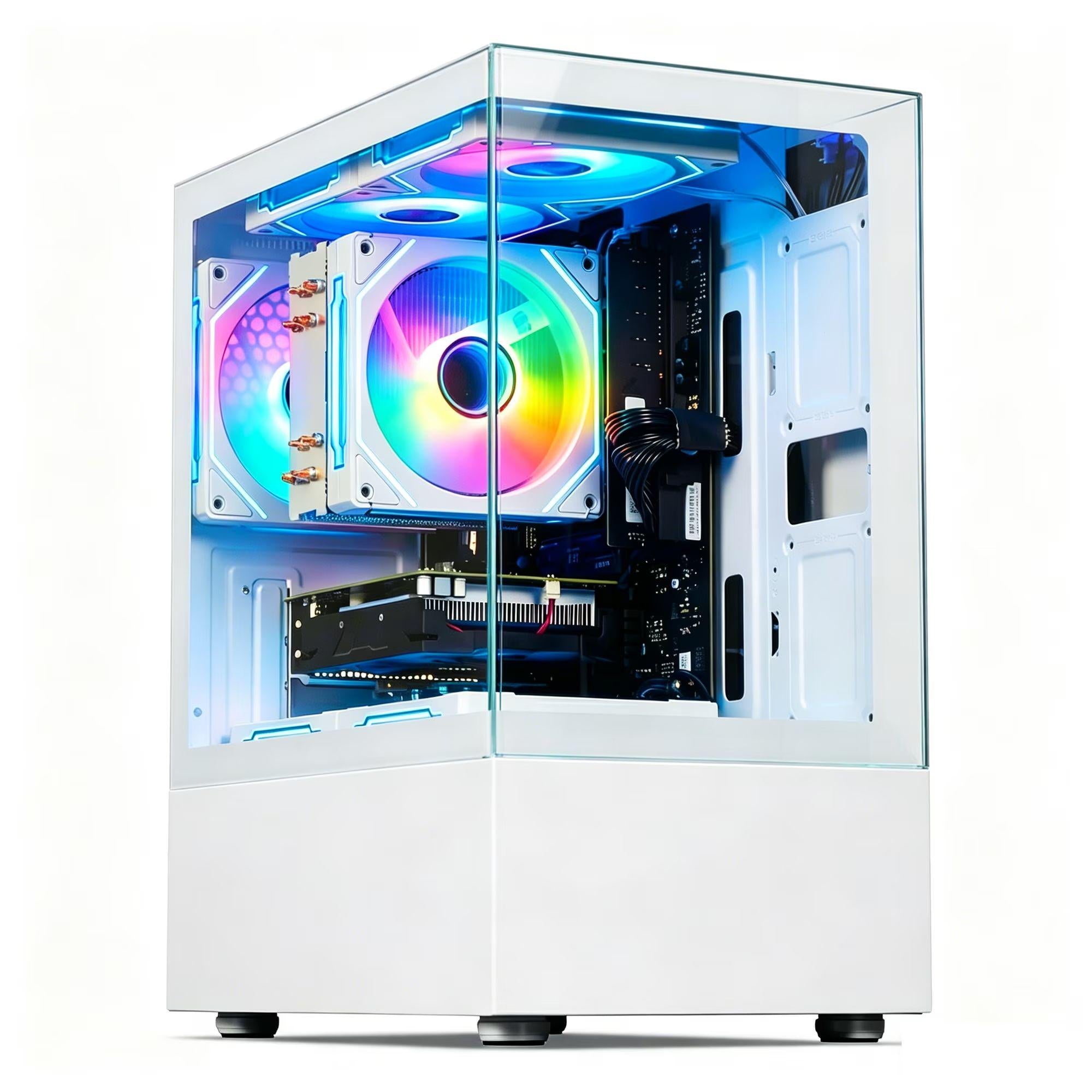 WIWB Gaming Desktop PC, AMD Ryzen 5 4500, 16GB DDR4 RAM, 512GB SSD, RX 560 4G, WiFi 6, White