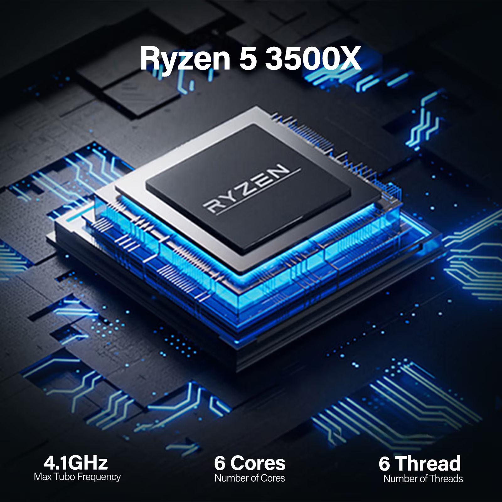 WIWB Gaming Desktop PC, AMD Ryzen 5 3500X, 16GB RAM, 512GB SSD, RX560 4G, WiFi6,Black