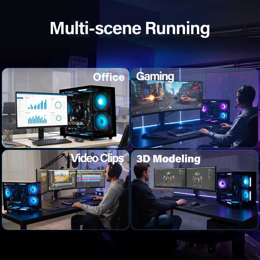 WIWB Gaming Desktop PC, AMD Ryzen 5 3500X, 16GB RAM, 512GB SSD, RX560 4G, WiFi6,Black