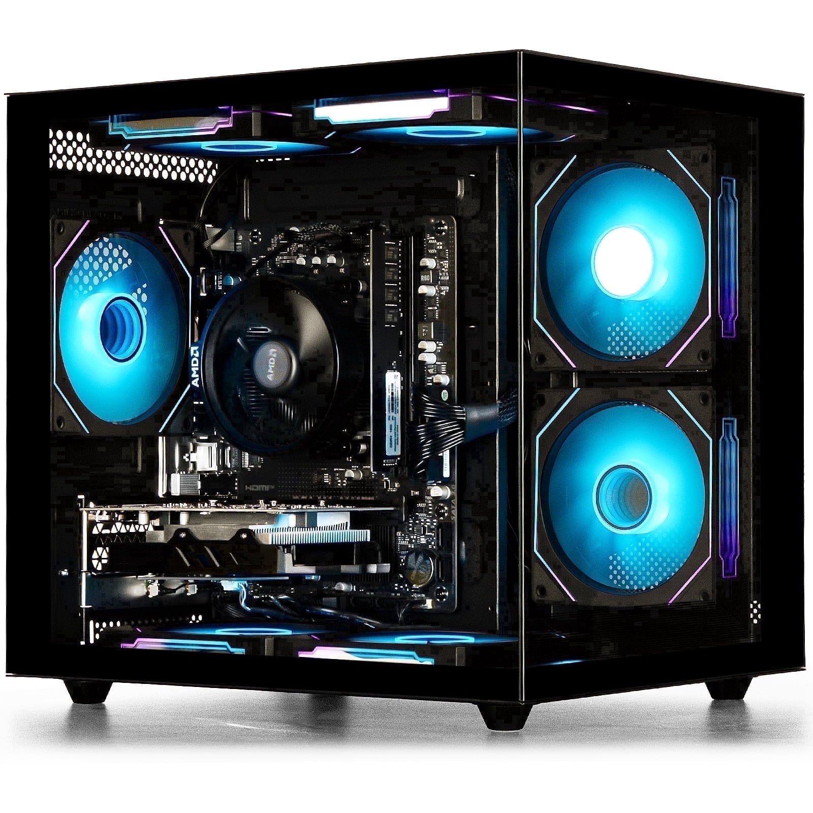 WIWB Gaming Desktop PC, AMD Ryzen 5 3500X, 16GB RAM, 512GB SSD, RX560 4G, WiFi6,Black