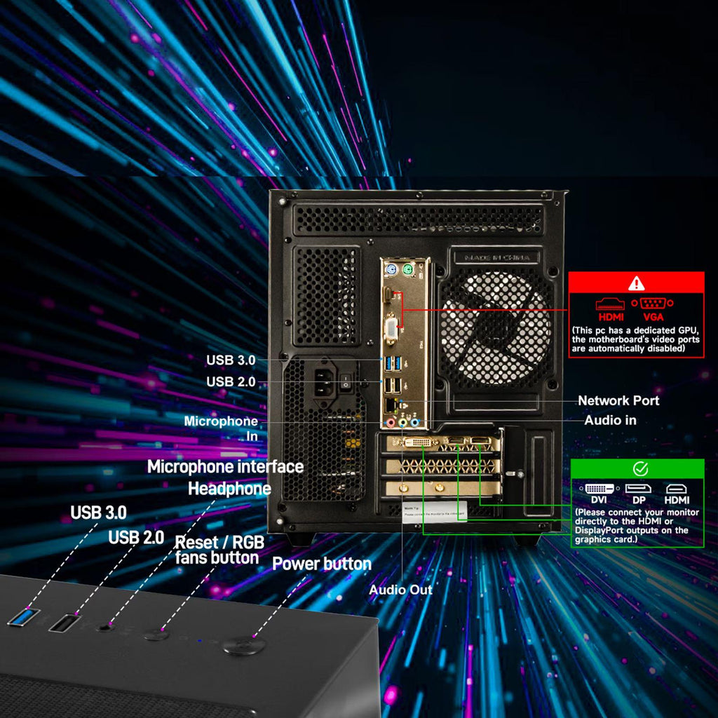 WIWB Gaming Desktop PC, AMD Ryzen 5 3500X, 16GB RAM, 512GB SSD, RX560 4G, WiFi6,Black