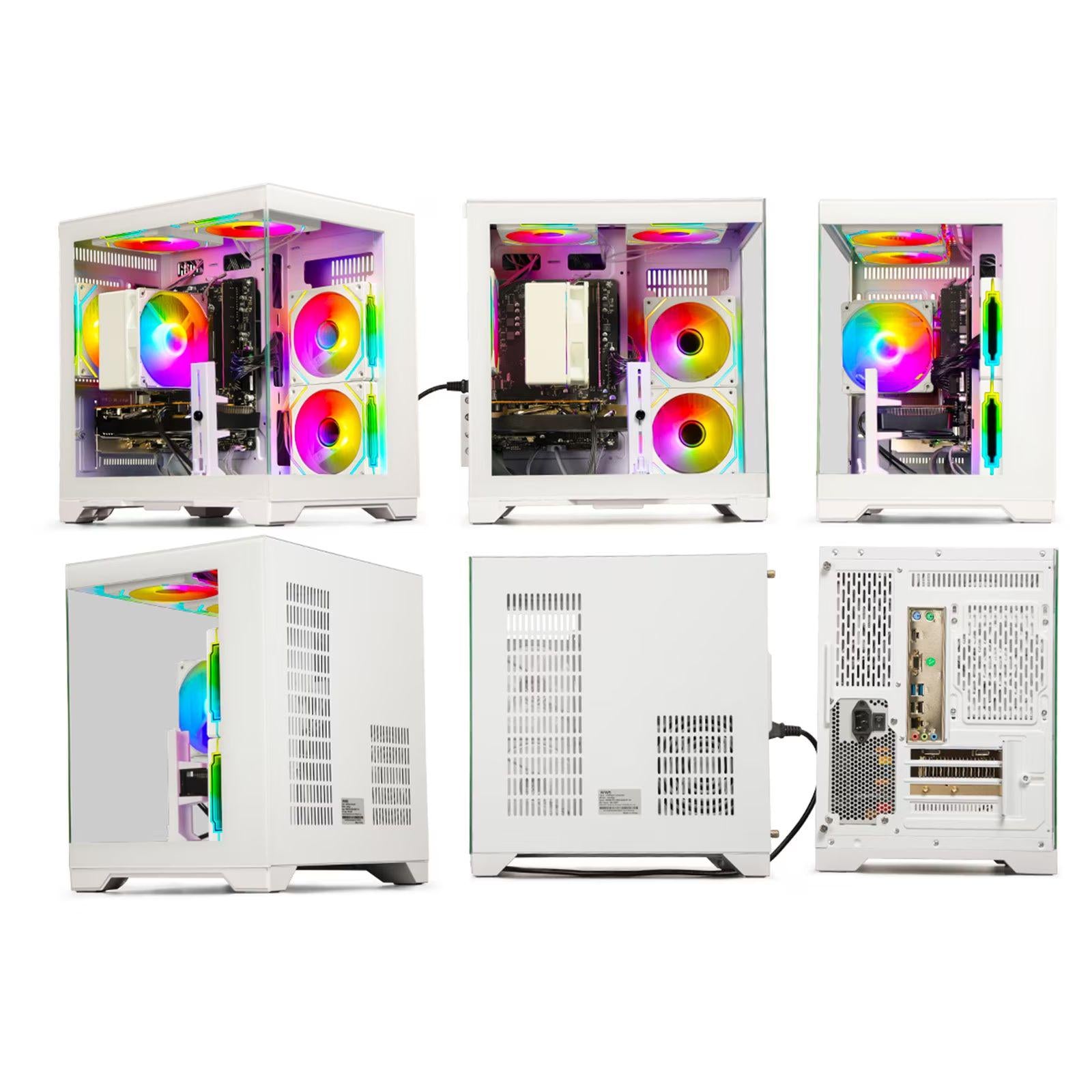 WIWB Mini Gaming Desktop PC, AMD Ryzen 5 4500, RX 6500 XT 4GB, 16GB DDR4, 512GB NVMe SSD, WiFi 6,  White