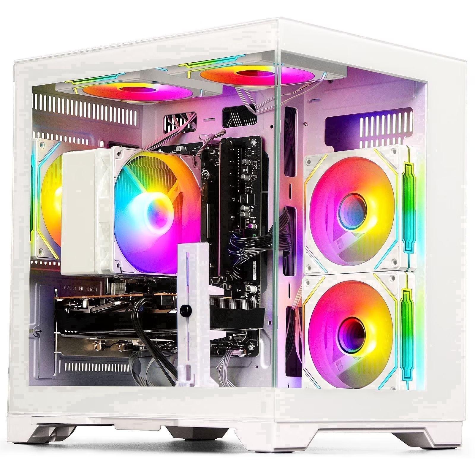 WIWB Gaming PC, Ryzen 5 5500, RX 6500 XT 4GB, 16GB DDR4, 512GB SSD, WiFi 6, White